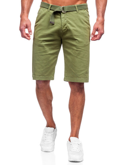 Bolf Herren Kurze Hose Shorts mit Gürtel Grün  0010