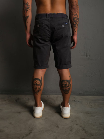 Bolf Herren Kurze Hose Shorts mit Gürtel Schwarzgrau  0010