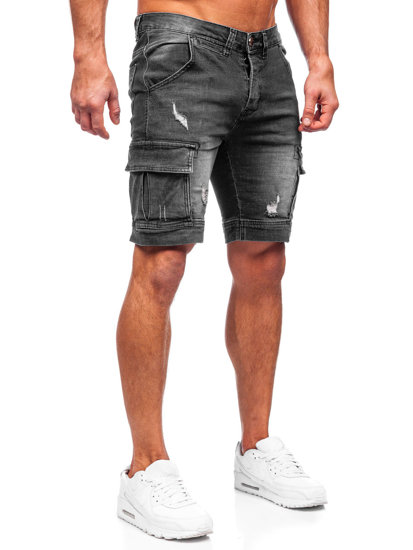 Bolf Herren Kurze Jeanshose Cargohose Shorts Schwarz  MP0039N