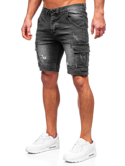 Bolf Herren Kurze Jeanshose Cargohose Shorts Schwarz  MP0039N