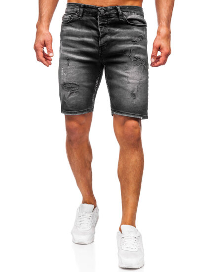 Bolf Herren Kurze Jeanshose Jeansshorts Schwarz  0376