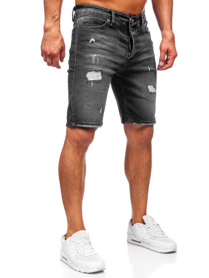 Bolf Herren Kurze Jeanshose Jeansshorts Schwarz  0393