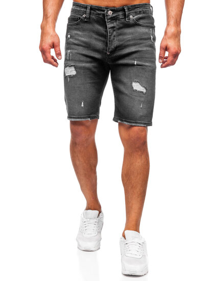 Bolf Herren Kurze Jeanshose Jeansshorts Schwarz  0393