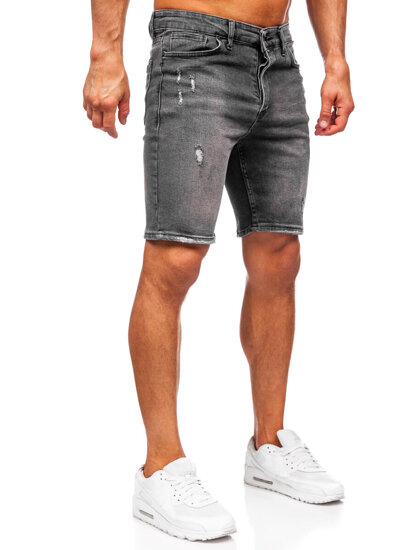 Bolf Herren Kurze Jeanshose Jeansshorts Schwarz  0676