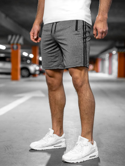 Bolf Herren Kurze Spoerhose Schwarzgrau  68058A