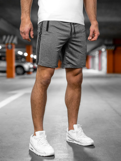 Bolf Herren Kurze Spoerhose Schwarzgrau  68058A