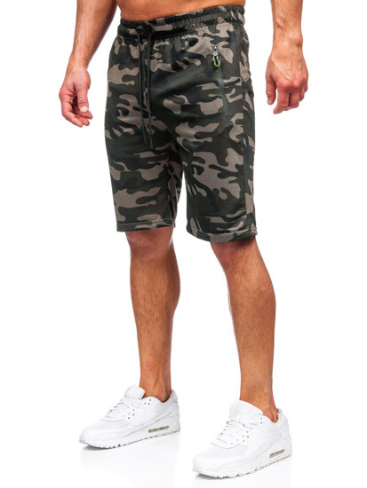 Bolf Herren Kurze Sporthose Camo Dunkelgrün JX873