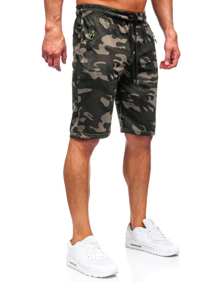 Bolf Herren Kurze Sporthose Camo Dunkelgrün JX873