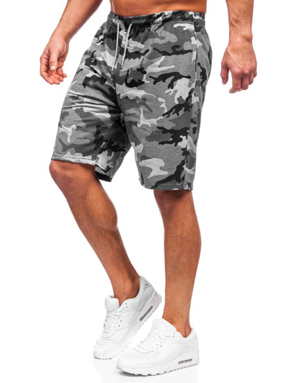 Bolf Herren Kurze Sporthose Camo Grau 8K283