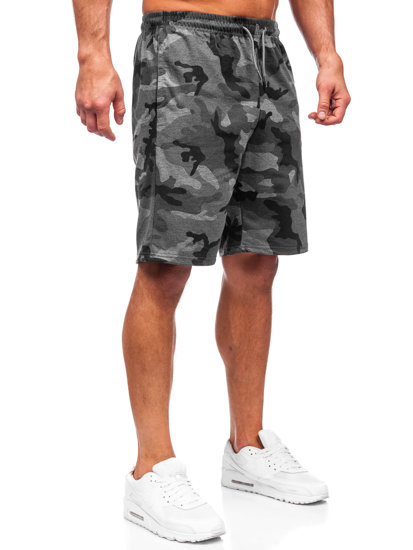 Bolf Herren Kurze Sporthose Camo Schwarzgrau  8K283