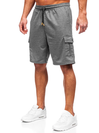 Bolf Herren Kurze Sporthose Cargohose Schwarzgrau  8K218