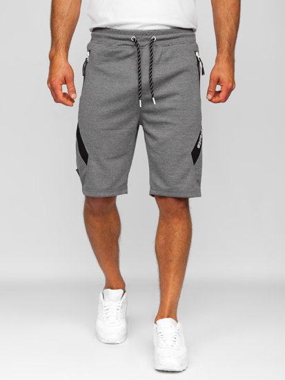 Bolf Herren Kurze Sporthose Shorts Grau-Weiß  Q3875