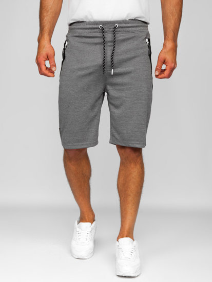 Bolf Herren Kurze Sporthose Shorts Grau-Weiß  Q3876