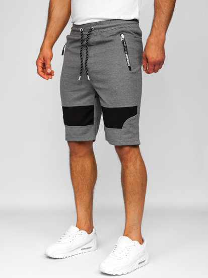 Bolf Herren Kurze Sporthose Shorts Grau-Weiß  Q3877