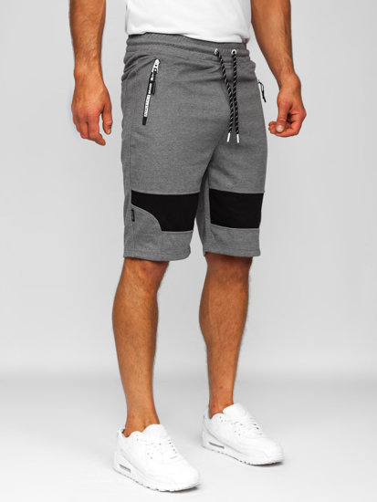 Bolf Herren Kurze Sporthose Shorts Grau-Weiß  Q3877