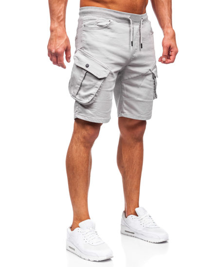 Bolf Herren Kurze Stoffhose Cargoshorts Grau  384K