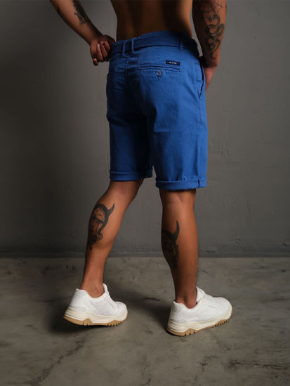 Bolf Herren Kurze Stoffhose mit Gürtel Blau  0010