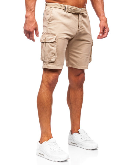 Bolf Herren Kurze Stoffhose mit Gürtel Cargoshorts Camel 010