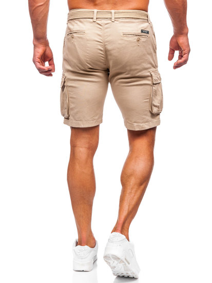 Bolf Herren Kurze Stoffhose mit Gürtel Cargoshorts Camel 010