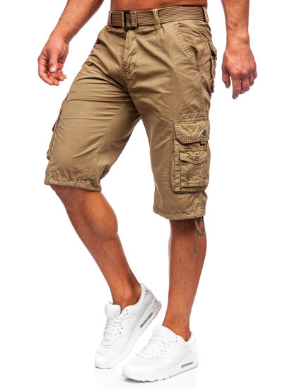 Bolf Herren Kurze Stoffhose mit Gürtel Cargoshorts Camel 77885