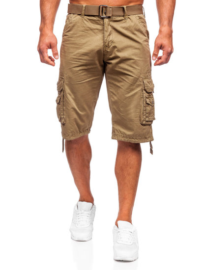 Bolf Herren Kurze Stoffhose mit Gürtel Cargoshorts Camel 77885