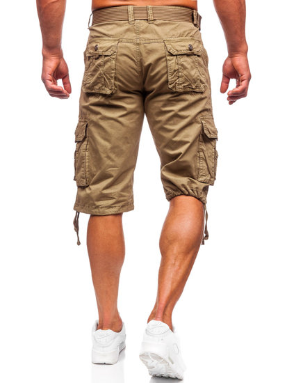 Bolf Herren Kurze Stoffhose mit Gürtel Cargoshorts Camel 77885