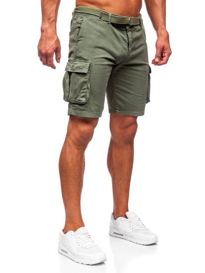 Bolf Herren Kurze Stoffhose mit Gürtel Cargoshorts Khaki  010