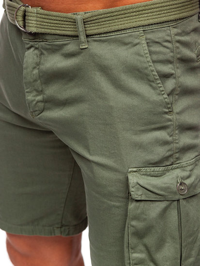 Bolf Herren Kurze Stoffhose mit Gürtel Cargoshorts Khaki  010