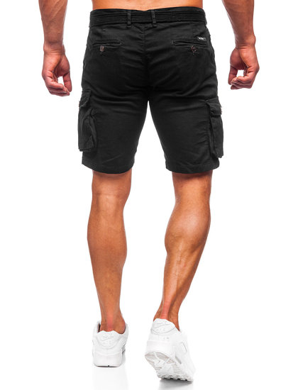 Bolf Herren Kurze Stoffhose mit Gürtel Cargoshorts Schwarz 010