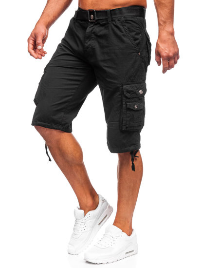 Bolf Herren Kurze Stoffhose mit Gürtel Cargoshorts Schwarz 77885