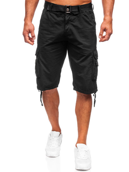 Bolf Herren Kurze Stoffhose mit Gürtel Cargoshorts Schwarz 77885