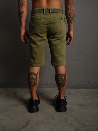 Bolf Herren Kurze Stoffhose mit Gürtel Khaki  0010