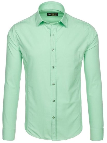 Bolf Herren Langarm Hemd Elegant Mintgrün  1703