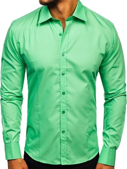 Bolf Herren Langarm Hemd Elegant Mintgrün  1703