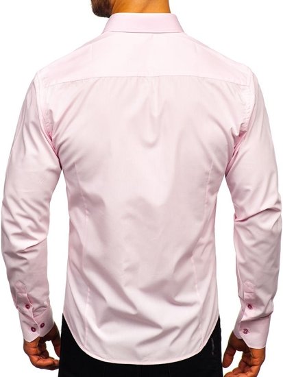 Bolf Herren Langarm Hemd Elegant Rosa  1703