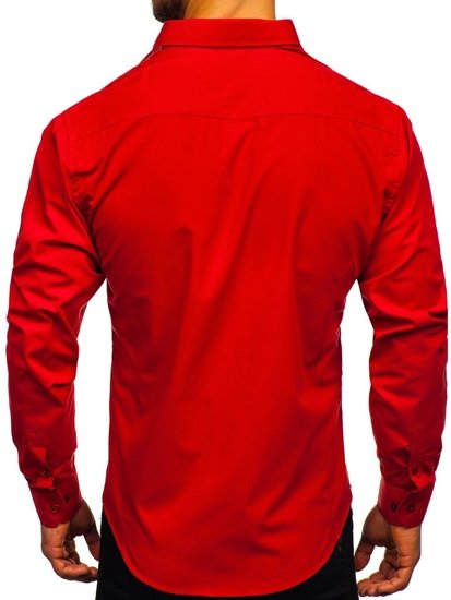 Bolf Herren Langarm Hemd Elegant Rot  1703