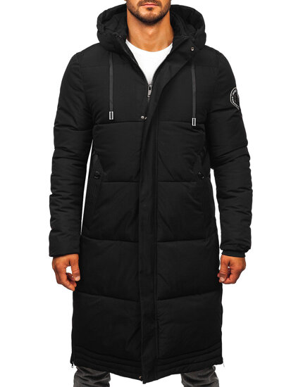 Bolf Herren Lange Gepolsterte Winterjacke Schwarz  19M1290