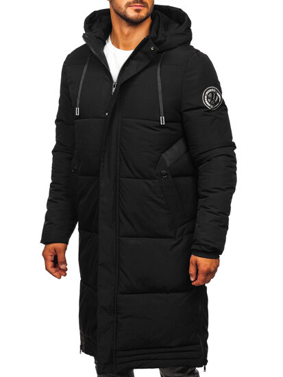 Bolf Herren Lange Gepolsterte Winterjacke Schwarz  19M1290