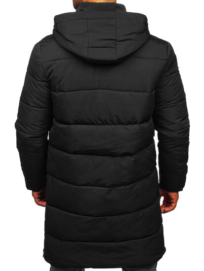 Bolf Herren Lange Gepolsterte Winterjacke Schwarz  19M1291