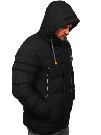 Bolf Herren Lange Gepolsterte Winterjacke Schwarz  22M53