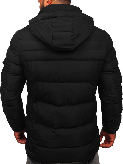 Bolf Herren Lange Gepolsterte Winterjacke Schwarz  22M53