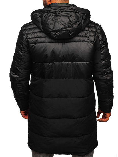 Bolf Herren Lange Gepolsterte Winterjacke Schwarz  22M62