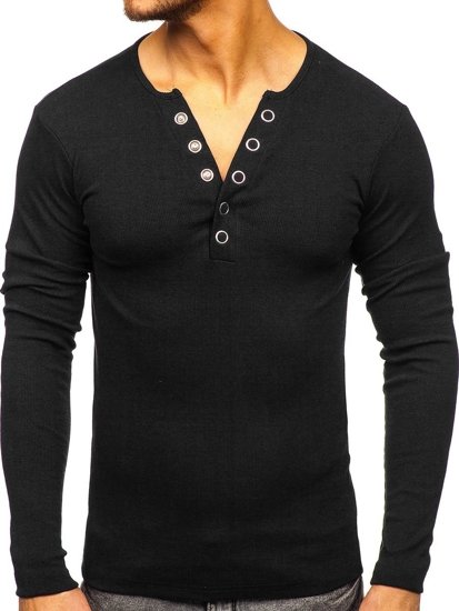 Bolf Herren Longseeve Uni Schwarz  145362