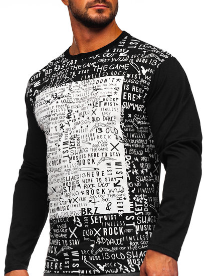 Bolf Herren Longsleeve mit Motiv Schwarz  1213