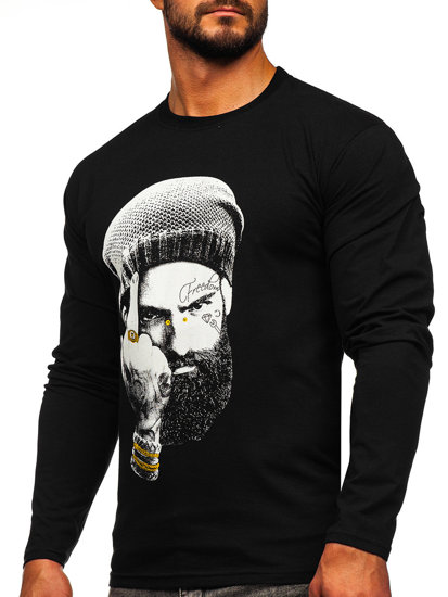 Bolf Herren Longsleeve mit Motiv Schwarz  146742