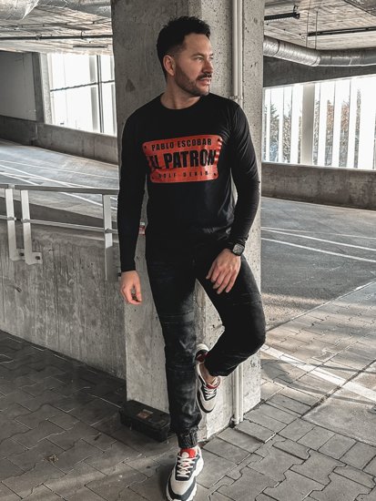 Bolf Herren Longsleeve mit Motiv Schwarz  146747