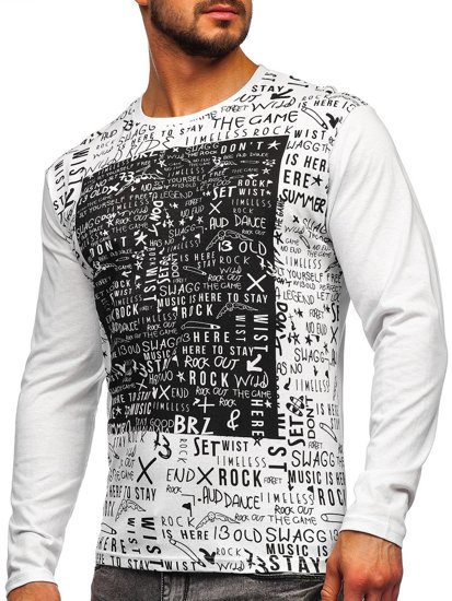 Bolf Herren Longsleeve mit Motiv Weiß  1213