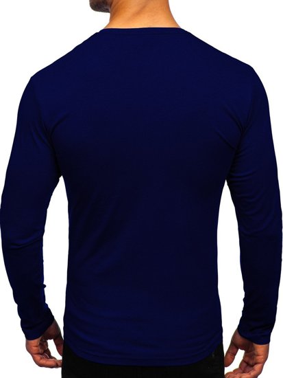 Bolf Herren Longsleeve ohne Motiv Dunkelblau  172008