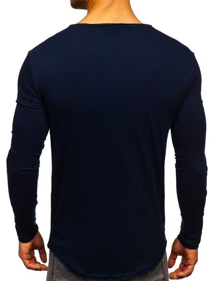 Bolf Herren Longsleeve ohne Motiv Dunkelblau 5059