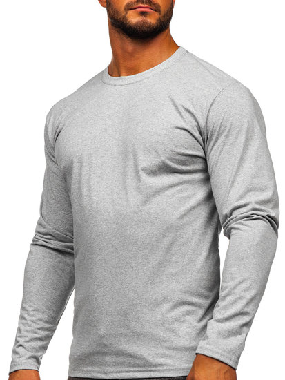 Bolf Herren Longsleeve ohne Motiv Grau  1209